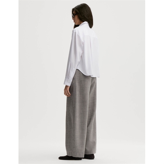 By Malene Birger Audrey Cropped Skjorte, White Herringbo